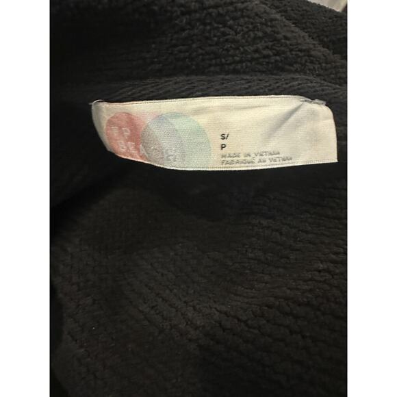 Free People x FP Beach Bino Pullover Button Crop Gathered Sweater Black Small - Picture 10 of 12